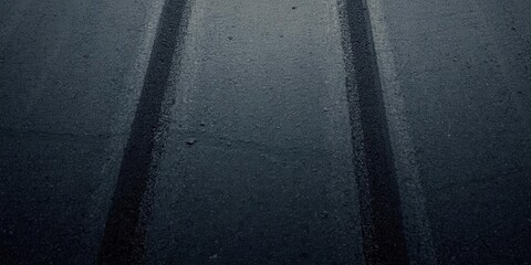 Tire marks on wet asphalt urban street photo nighttime scene close-up movement dynamics