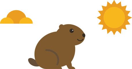 Groundhog day vector illustration featuring a groundhog sun and cloud elements bundle vector