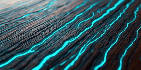 Illuminated abstract wood texture digital art close-up modern design creative concept