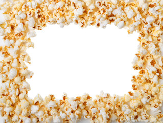 Popcorn frame border isolated on transparent or white background, png