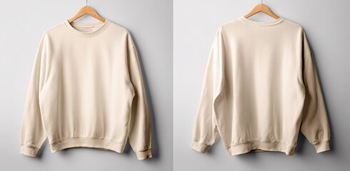 Beige Crewneck Sweatshirt Front and Back View
