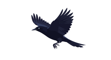 Vector Illustration of a Dark Crow in Flight.