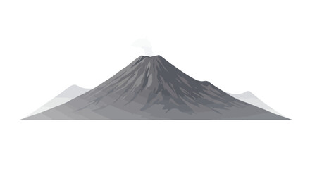 Stylized Volcano with Smoke Plume and Mountain Range.