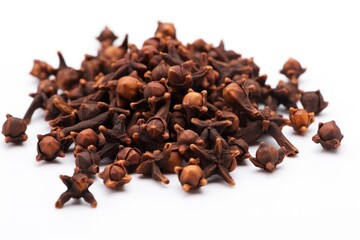 Obraz premium Spice cloves food white background ingredient.