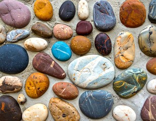Colorful stones arranged in a wall