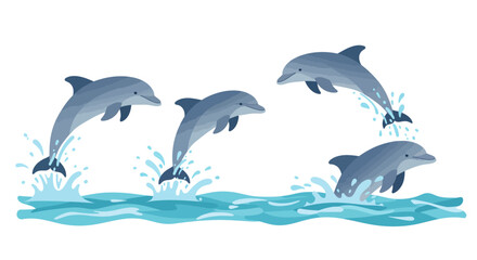 Fototapeta premium Playful Dolphins Leaping from the Ocean Waves.