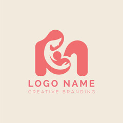 Letter M mother and child care logo