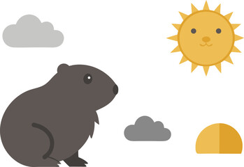 Groundhog day celebration vector illustration bundle with sun clouds and shadow vector
