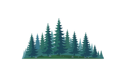 Illustration of a Dense Evergreen Forest with Varying Heights.
