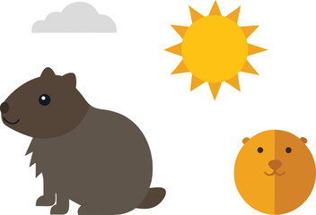 Groundhog day illustration vector bundle featuring sun shadow and cloud for festive design vector