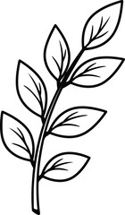 Vector branch with leaves botanical illustration simple silhouette design