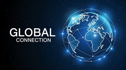 Fototapeta premium Stunning global connection network illuminates the dark night sky
