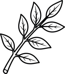 Vector branch with leaves simple minimalist outline style silhouette design