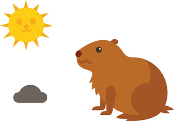 Groundhog day illustration featuring a groundhog sun and cloud icon vector vector