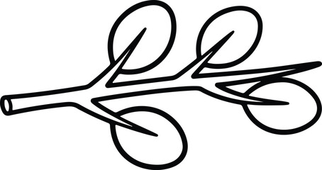 Vector Eucalyptus branch minimal single line art style silhouette design