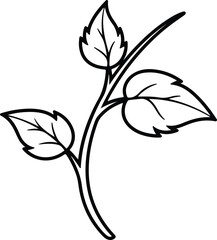 Vector leaf branch line drawing minimalist botanical silhouette design