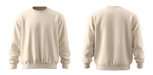 Beige Crewneck Sweatshirt Front and Back View