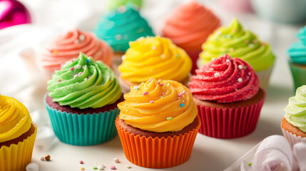 cupcakes with cream and sprinkles cupcakes with frosting festive
