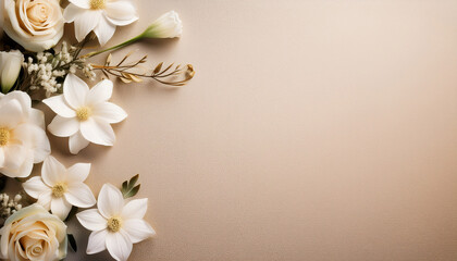 Elegant Vintage Background Featuring Soft Beige Tones With Delicate Cream Flowers On The Right Side Ideal For Funeral Notice Announcements