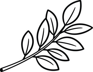 Vector olive branch with leaves minimalist botanical illustration silhouette design