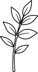 Vector simple branch with leaves botanical nature silhouette design