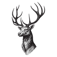 Vintage Engraving Deer Illustration