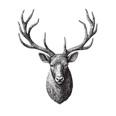 Vintage Engraving Deer Illustration