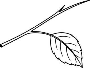 Vector single leaf with stem simple outline silhouette design
