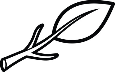 Vector single leaf with twig organic botanical silhouette design