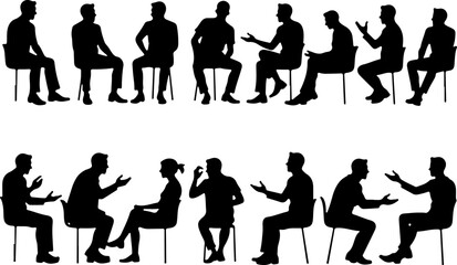 Man Sitting Silhouette Poses Collection Bundle