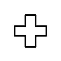 Obraz premium A simple black outlined plus symbol icon.