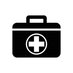 Obraz premium Black and white icon of a first-aid kit.