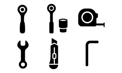 Essential hand tool set icons for diy projects and home repair design