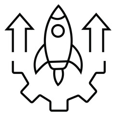 Start-up icon with black color | Creative icon for traveling, journey, technology, arrow sign, web, mobile, education