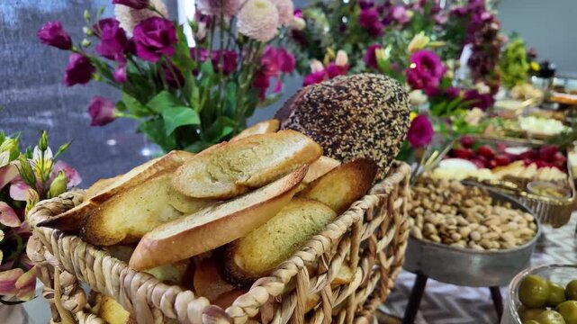 Gourmet Cheese and Crackers Platter with Fresh Herbs