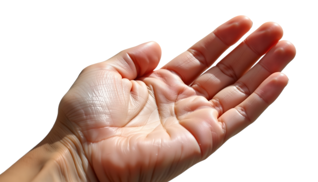 Open hand palm skin isolated gesture closeup realistic human detail natural