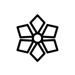 Geometric black and white flower design.