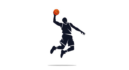 Male Basketball Player in a Dynamic Dunking Pose Illustration