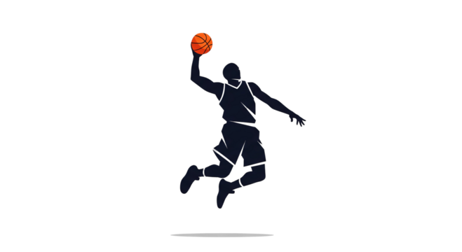 Male Basketball Player in a Dynamic Dunking Pose Illustration