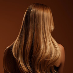 Fototapeta premium blond woman with long hair in an orange background