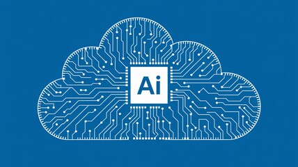 AI cloud technology circuit board concept graphic