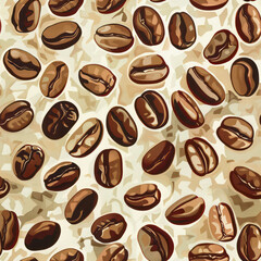 Seamless Coffee Pattern. Modern Coffee Beans and Cup Seamless Design. Minimalist Coffee Pattern for Packaging and Branding