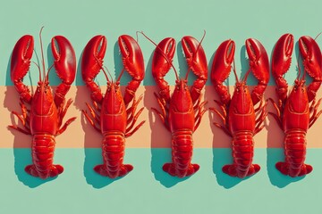 lobster, seafood, crayfish art, lobster background, lobster photography, seafood culinary, lobster collection, red lobsters, lobster claws, lobster pastel background, lobster mint peach, lobster minim