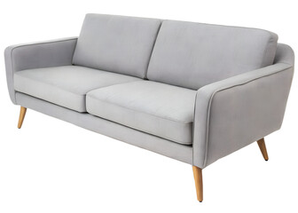Modern gray sofa isolated on transparent background for living room and home