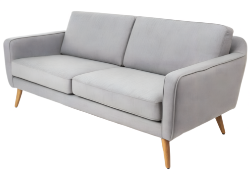 Modern gray sofa isolated on transparent background for living room and home