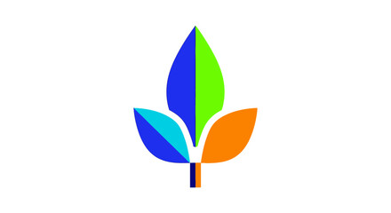 Vibrant abstract leaf logo design with multiple colors representing growth and nature.
