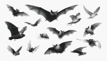 Obraz premium set of halloween bat silhouette vector on transparent background