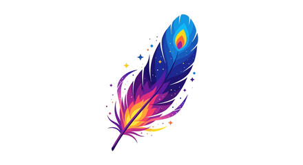Vibrant and Colorful Feather Illustration with Gradient Hues.