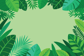 Tropical leaves frame background with copy space, showcasing a vibrant and lush jungle foliage design for various creative projects