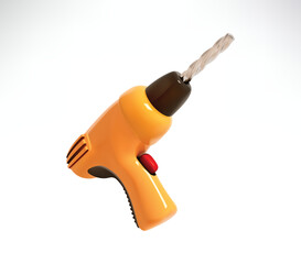 Drill 3d icon. Stylized 3D Electric Power Drill vector illustration.